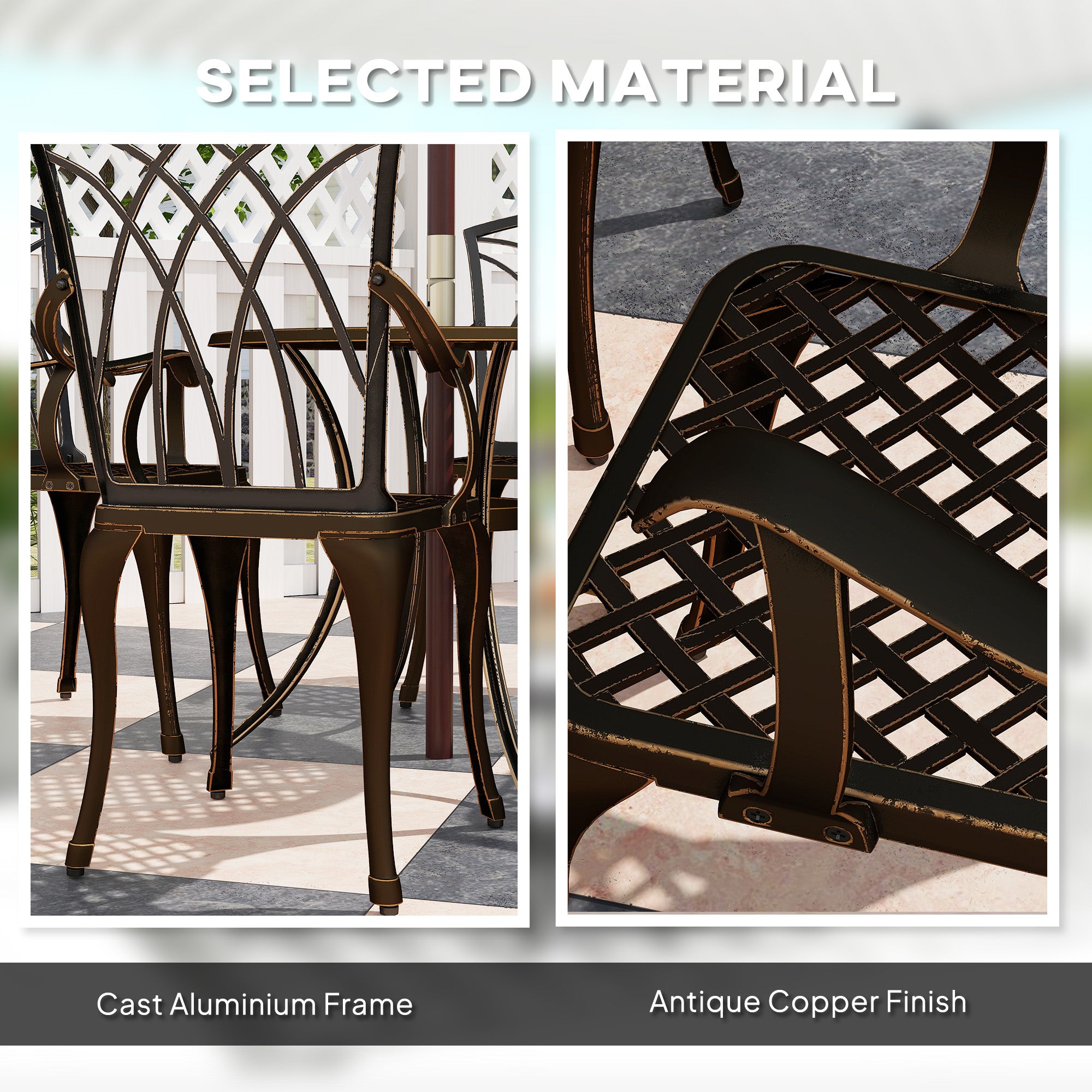 Aluminium 5 Pieces Round Garden Dining Set for 4 People - Velmora