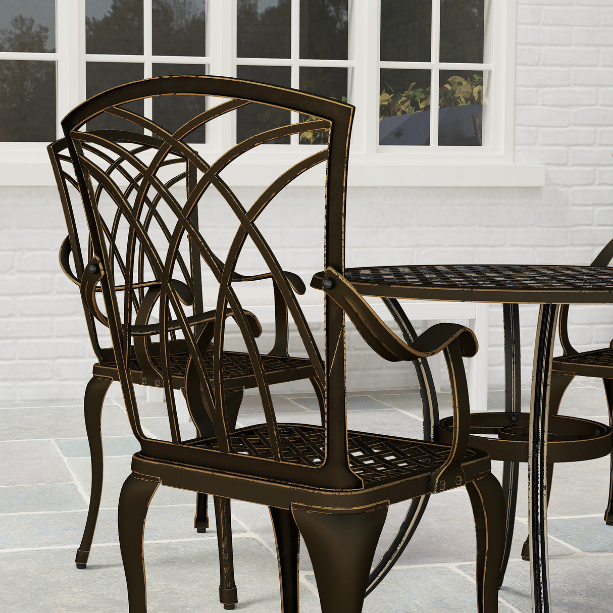 Aluminium 5 Pieces Round Garden Dining Set for 4 People - Velmora