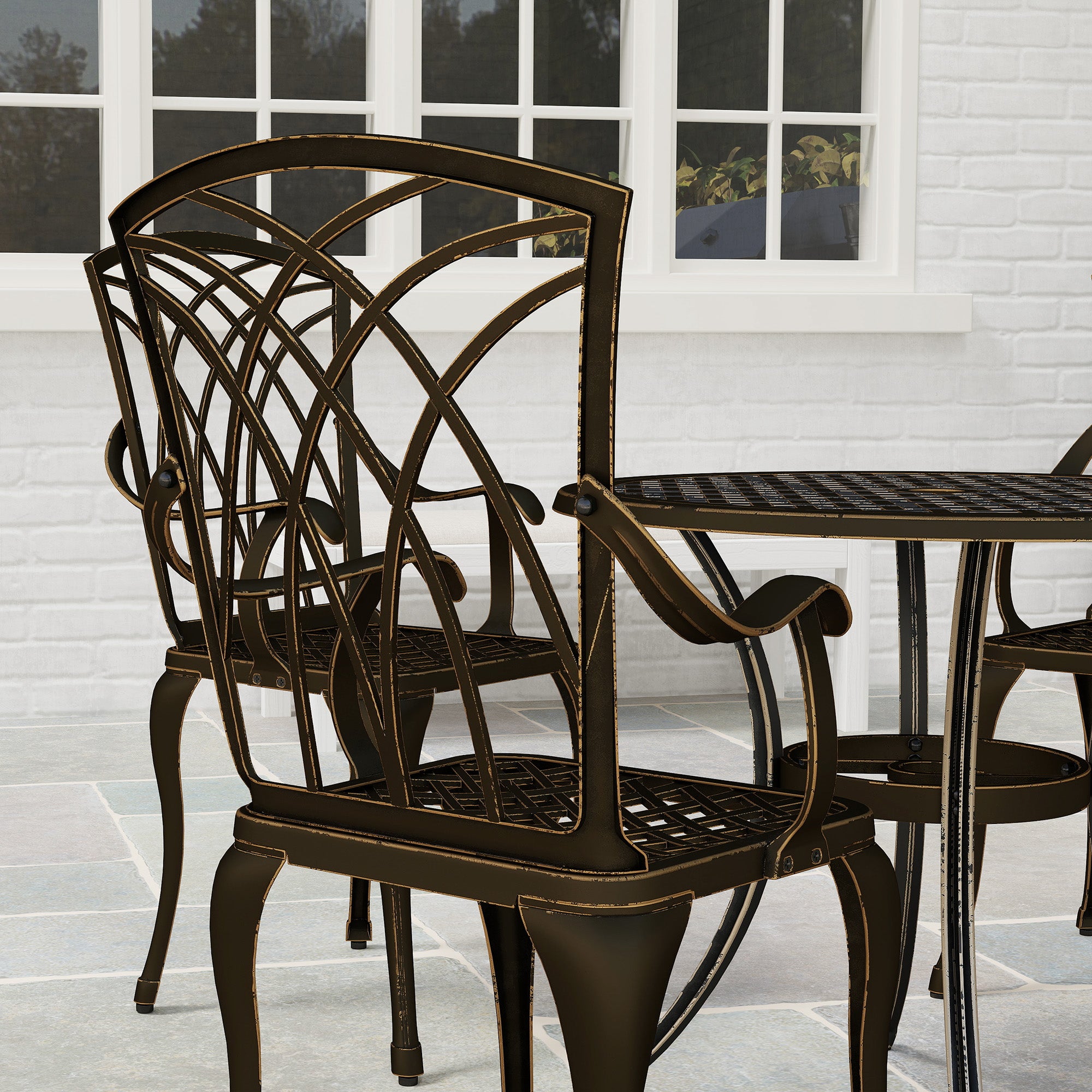 Aluminium 5 Pieces Round Garden Dining Set for 4 People - Velmora