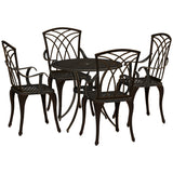 Aluminium 5 Pieces Round Garden Dining Set for 4 People - Velmora