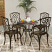 Aluminium 5 Pieces Round Garden Dining Set for 4 People - Velmora