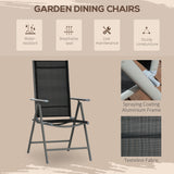 Aluminium 6 Seater Garden Dining Set With 6 Folding and Reclining Chairs - Velmora