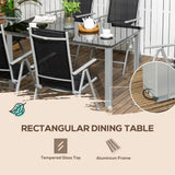 Aluminium 6 Seater Garden Dining Set With 6 Folding and Reclining Chairs - Velmora