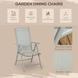 Aluminium 6 Seater Garden Dining Set With 6 Folding and Reclining Chairs - Velmora