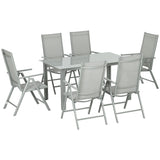 Aluminium 6 Seater Garden Dining Set With 6 Folding and Reclining Chairs - Velmora
