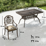 Aluminium 6 Seater Garden Dining Set With Cushions and Parasol Hole - Velmora