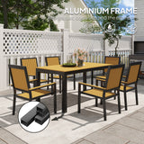 Aluminium 6 Seater Garden Dining Set With Stackable Chairs And Rectangular Table - Velmora