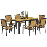 Aluminium 6 Seater Garden Dining Set With Stackable Chairs And Rectangular Table - Velmora