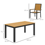 Aluminium 6 Seater Garden Dining Set With Stackable Chairs And Rectangular Table - Velmora