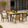 Aluminium 6 Seater Garden Dining Set With Stackable Chairs And Rectangular Table - Velmora