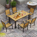 Aluminium 6 Seater Garden Dining Set With Stackable Chairs And Rectangular Table - Velmora