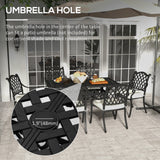 Aluminium 7 Pieces Patio Garden Dining Set With Parasol Hole With Cushions - Velmora
