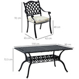 Aluminium 7 Pieces Patio Garden Dining Set With Parasol Hole With Cushions - Velmora