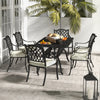 Aluminium 7 Pieces Patio Garden Dining Set With Parasol Hole With Cushions - Velmora