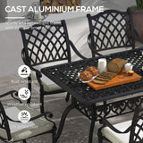Aluminium 7 Pieces Patio Garden Dining Set With Parasol Hole With Cushions - Velmora