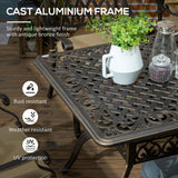Aluminium 7 Pieces Patio Garden Dining Set With Parasol Hole With Cushions - Velmora