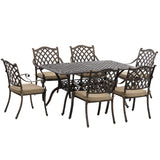 Aluminium 7 Pieces Patio Garden Dining Set With Parasol Hole With Cushions - Velmora