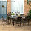 Aluminium 7 Pieces Patio Garden Dining Set With Parasol Hole With Cushions - Velmora