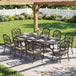 Aluminium 8 Seater Garden Dining Set With Cushions and Parasol Hole - Velmora
