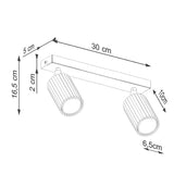 Aluminium Ceiling Light With 2 Karbon Lamps - Deep Space