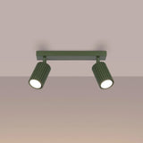 Aluminium Ceiling Light With 2 Karbon Lamps - Deep Space