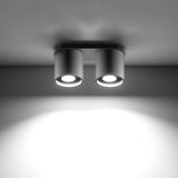 Aluminium Ceiling Light With 2 Orbis Lamps - Deep Space
