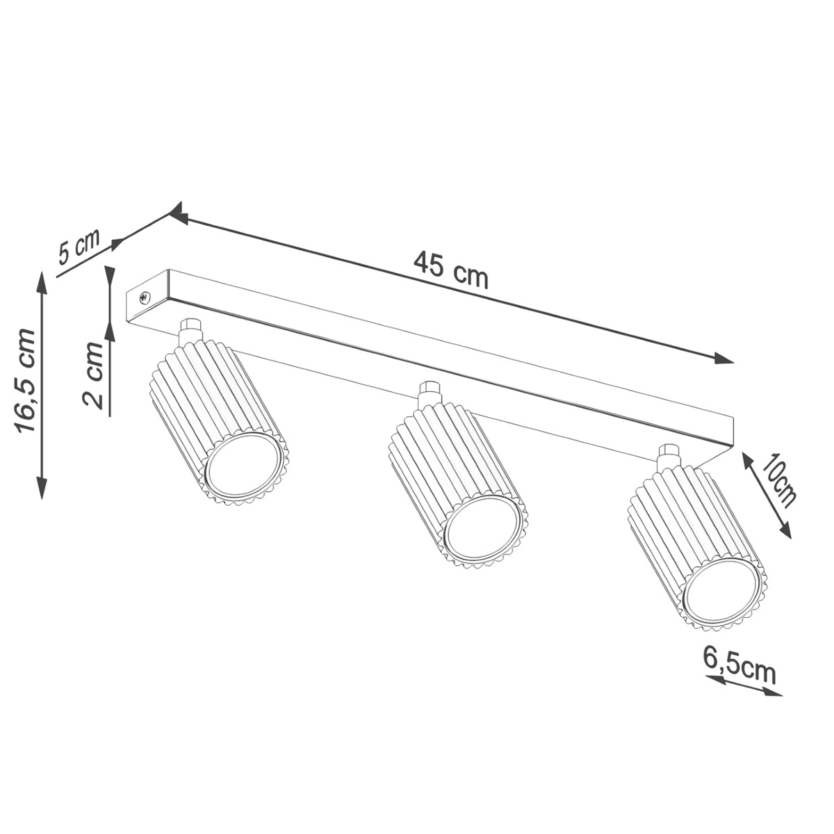 Aluminium Ceiling Light With 3 Karbon Lamps - Deep Space