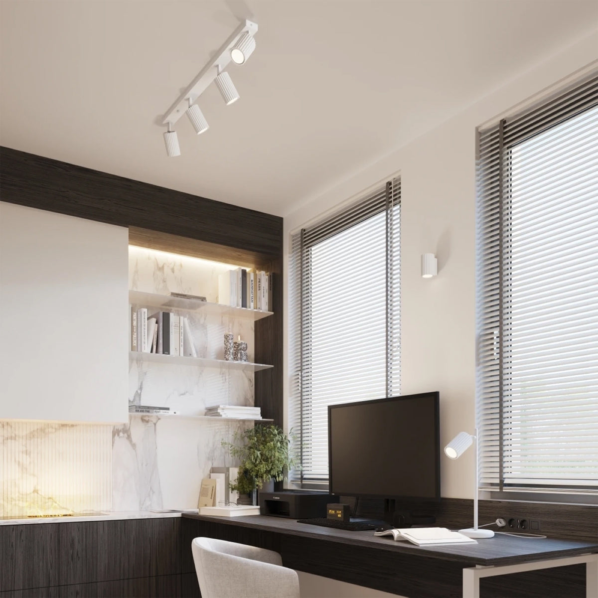 Aluminium Ceiling Light With 4 Karbon Lamps - Deep Space
