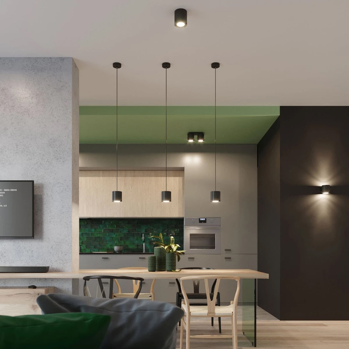 Aluminium Ceiling Light With Orbis Lamp - Deep Space