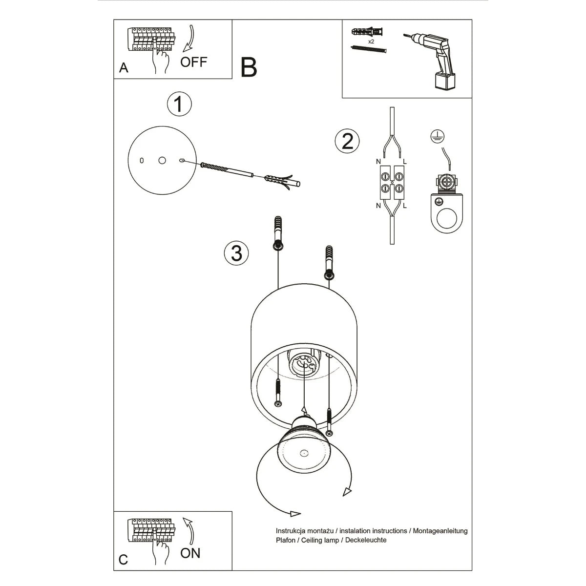 Aluminium Ceiling Light With Orbis Lamp - Deep Space