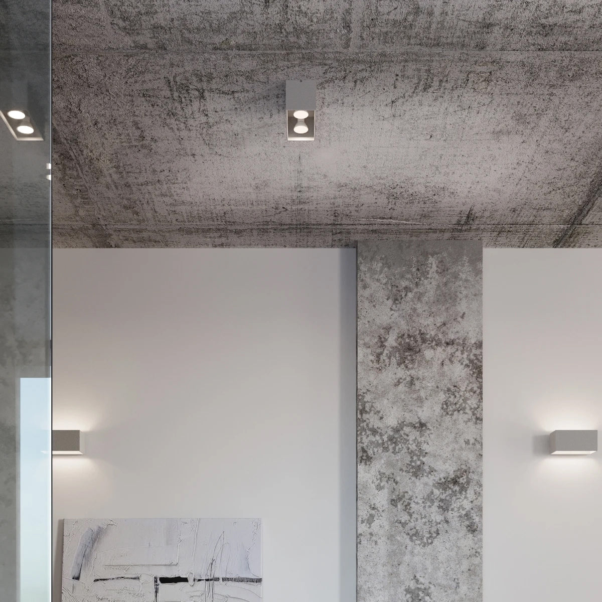 Aluminium Ceiling Light Rectangular With Quad Lamp - Deep Space