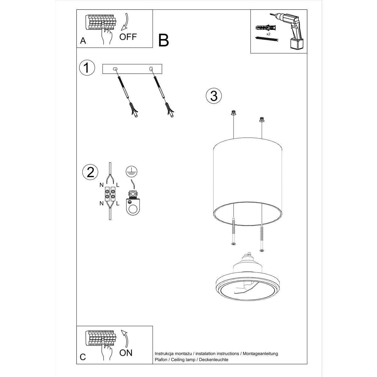 Aluminium Ceiling Light Round With Tiube Lamp - Deep Space
