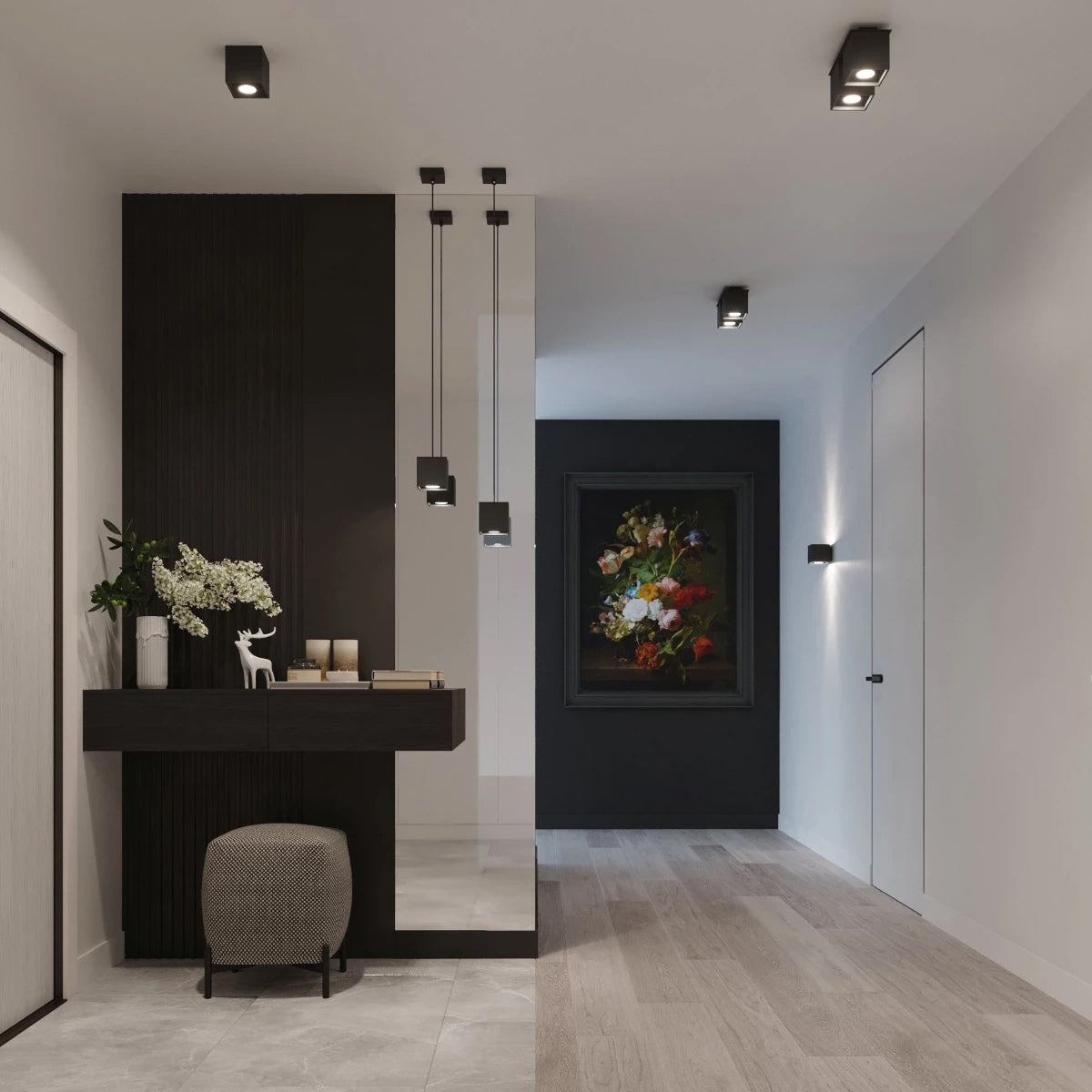 Aluminium Ceiling Light Square With 2 Quad Lamps - Deep Space