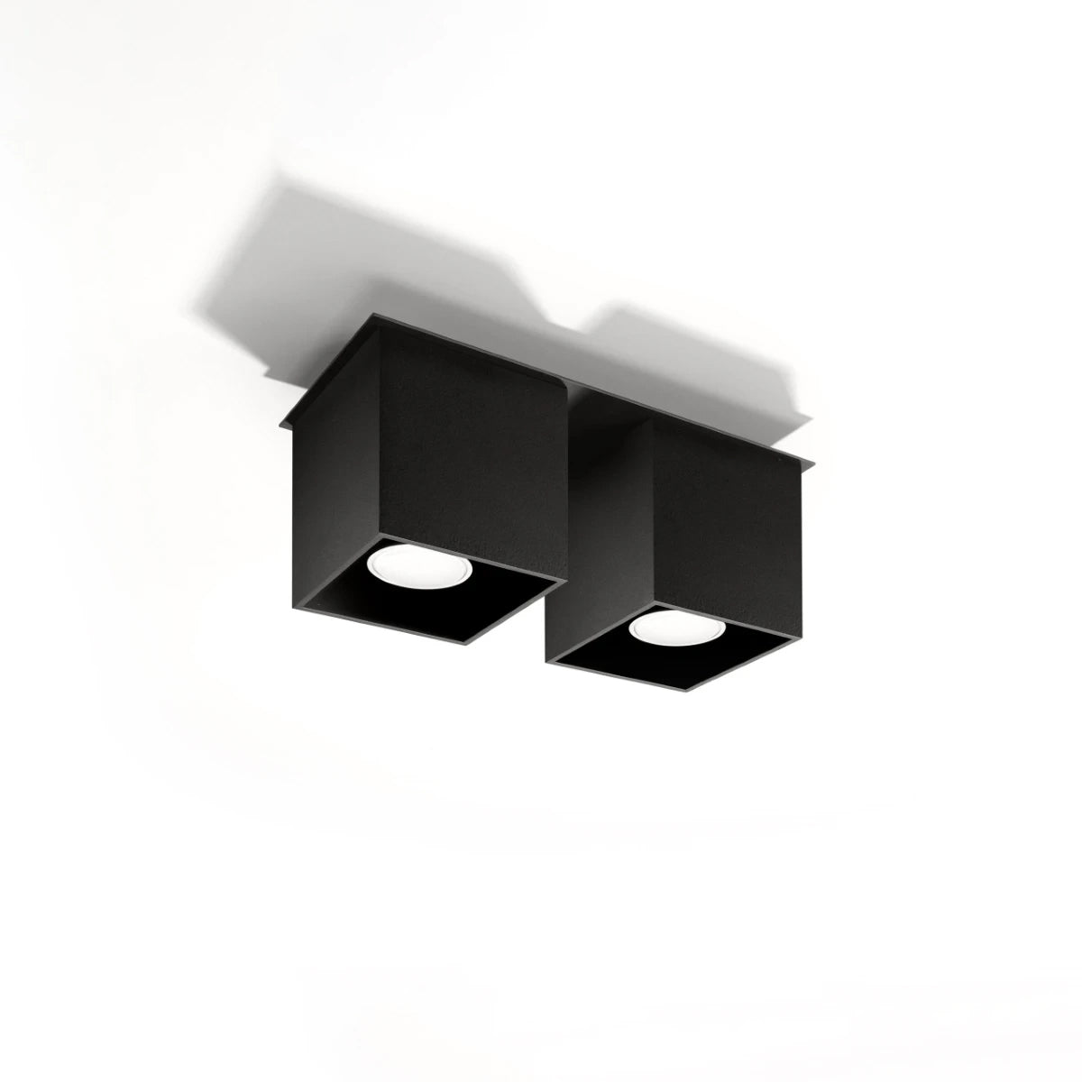 Aluminium Ceiling Light Square With 2 Quad Lamps - Deep Space