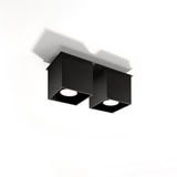 Aluminium Ceiling Light Square With 2 Quad Lamps - Deep Space