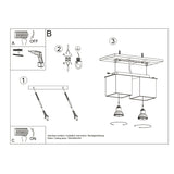 Aluminium Ceiling Light Square With 2 Quad Lamps - Deep Space