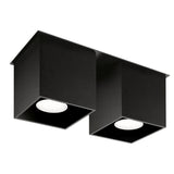 Aluminium Ceiling Light Square With 2 Quad Lamps - Deep Space