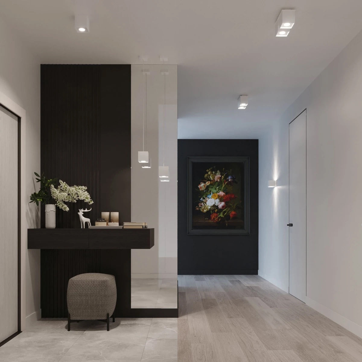 Aluminium Ceiling Light Square With 2 Quad Lamps - Deep Space