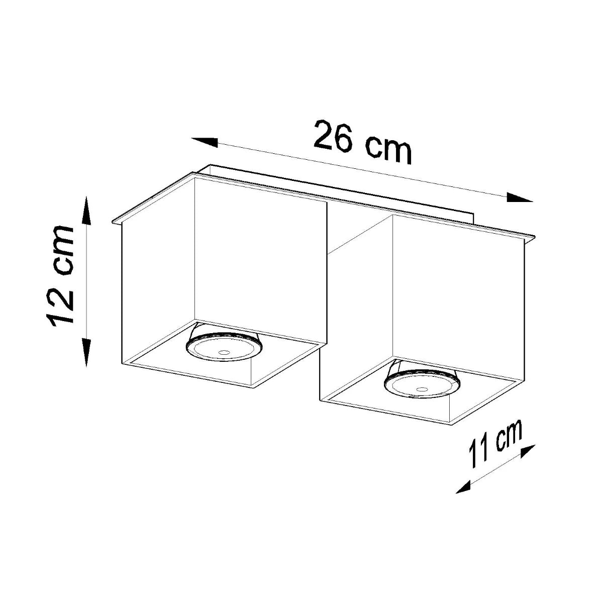 Aluminium Ceiling Light Square With 2 Quad Lamps - Deep Space