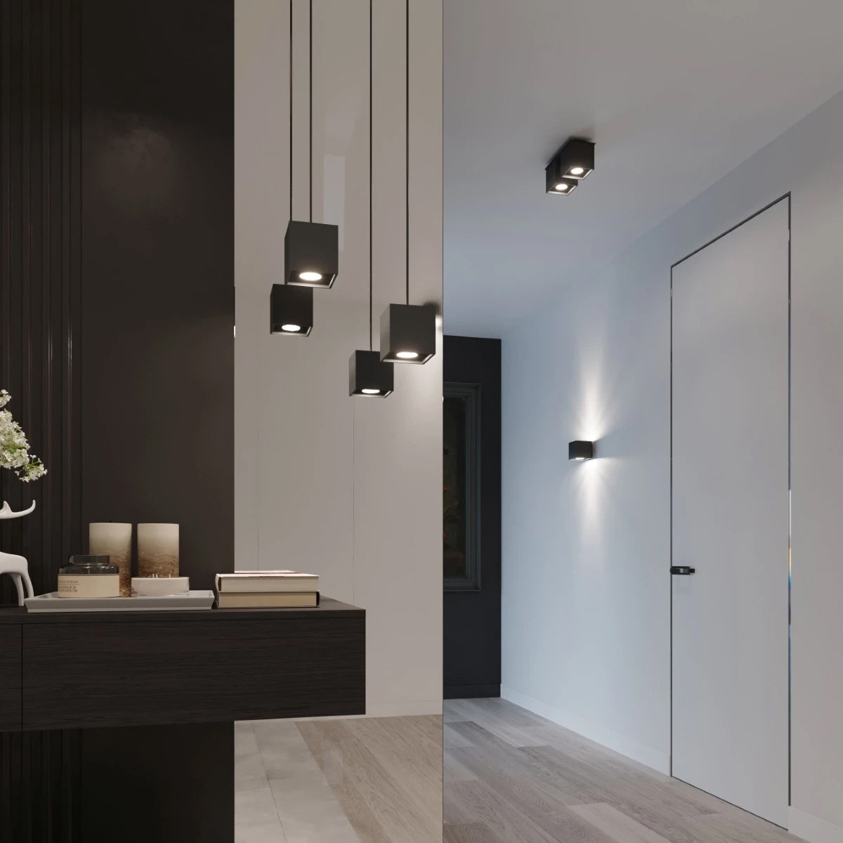 Aluminium Ceiling Light Square With Quad Lamp - Deep Space