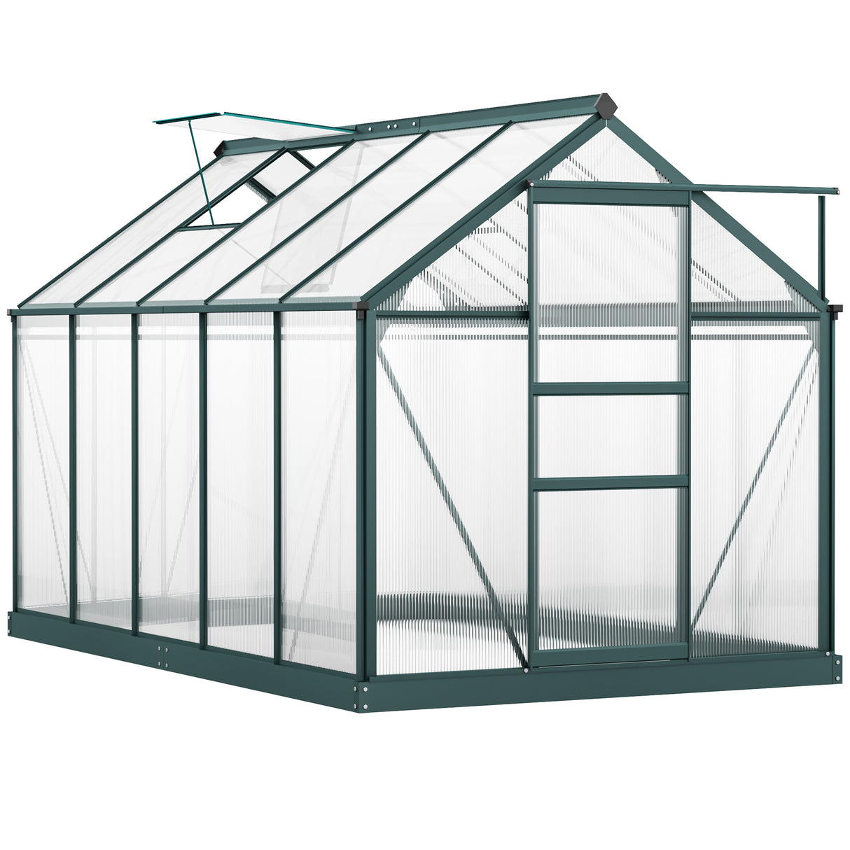 Aluminium Frame Garden Greenhouse 6ft x 10ft With Slide Door - Velmora