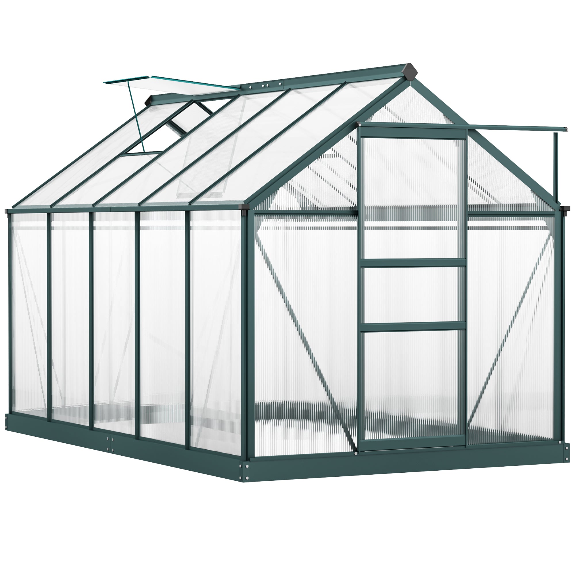 Aluminium Frame Garden Greenhouse 6ft x 10ft With Slide Door - Velmora