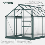 Aluminium Frame Garden Greenhouse 6ft x 10ft With Slide Door - Velmora