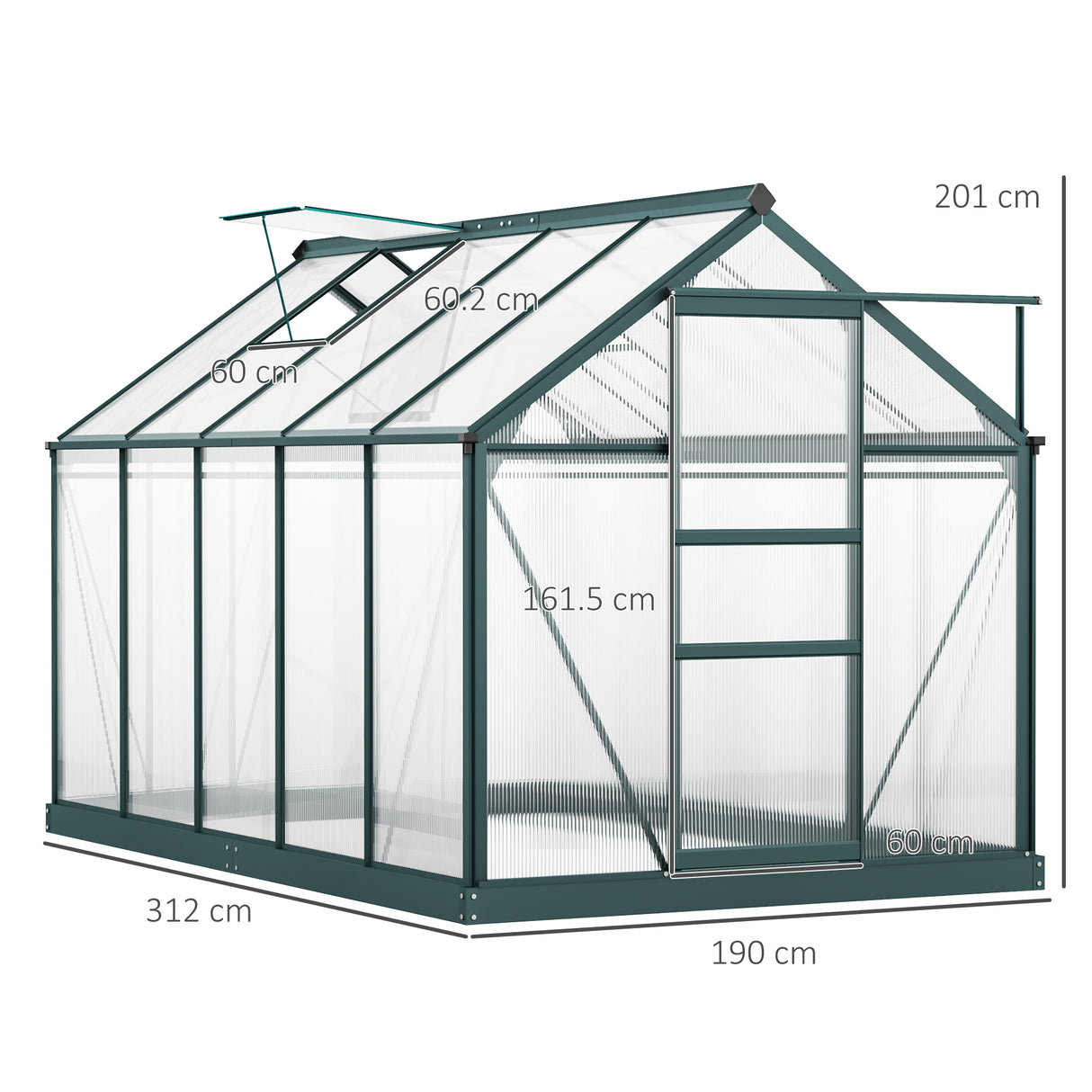 Aluminium Frame Garden Greenhouse 6ft x 10ft With Slide Door - Velmora