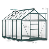 Aluminium Frame Garden Greenhouse 6ft x 10ft With Slide Door - Velmora