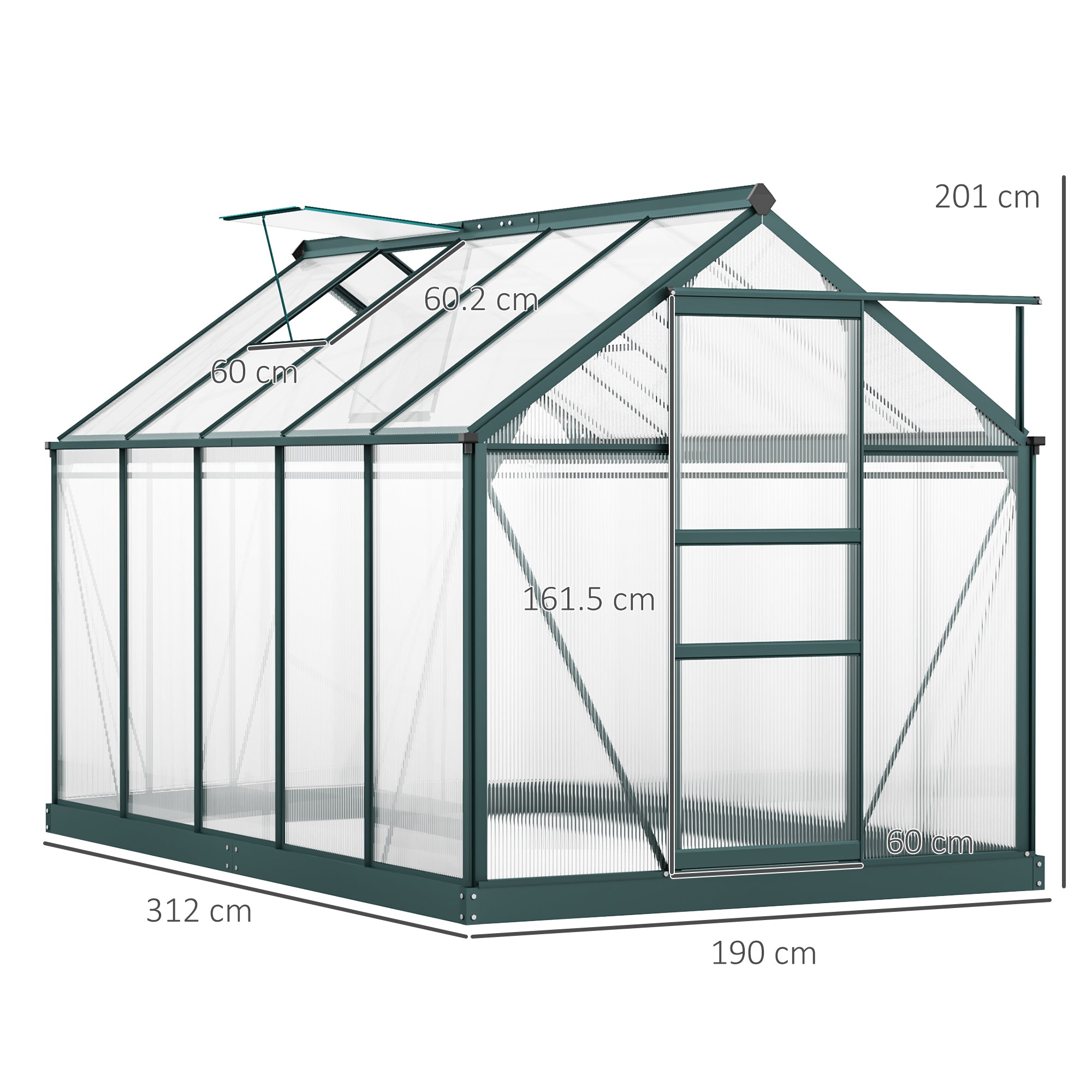 Aluminium Frame Garden Greenhouse 6ft x 10ft With Slide Door - Velmora