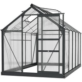 Aluminium Frame Garden Greenhouse 6ft x 10ft With Slide Door - Velmora