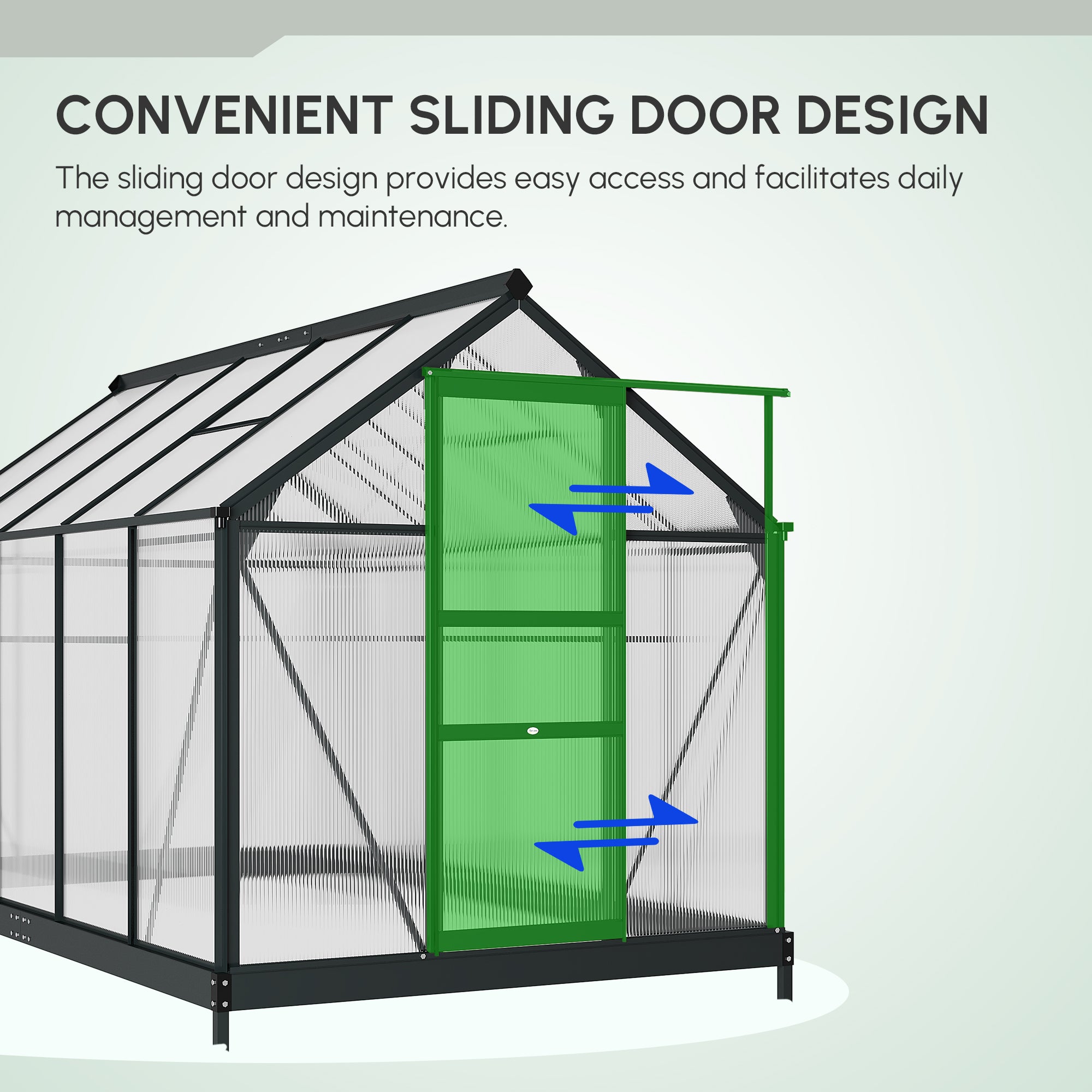 Aluminium Frame Garden Greenhouse 6ft x 10ft With Slide Door - Velmora