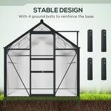 Aluminium Frame Garden Greenhouse 6ft x 10ft With Slide Door - Velmora