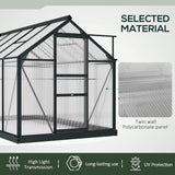 Aluminium Frame Garden Greenhouse 6ft x 10ft With Slide Door - Velmora